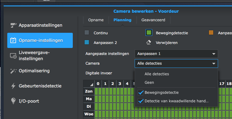 Indringdetectie + Lijnoverschrijding leiden maar niet tot opname door SS