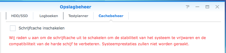 schrijfcache verloren 412+ dsm5