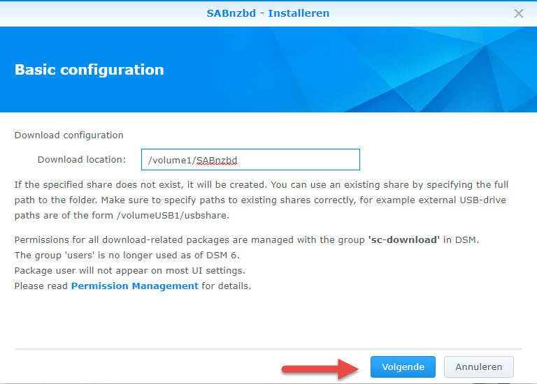 SABnzbd BASIS installatie DSM6 en DSM7.