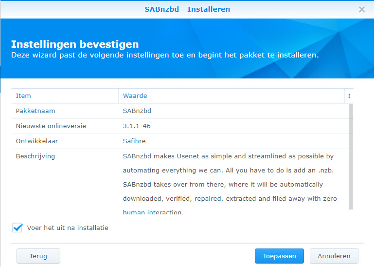 SABnzbd BASIS installatie DSM6 en DSM7.