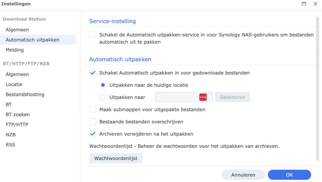 Onuitgepakte bestanden blijven staan na automatisch uitpakken 61416-0