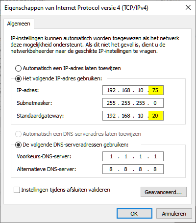 VPN netwerkinterface niet extern bereikbaar.