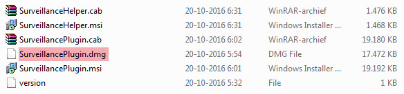 ServeillancePlugin safari niet te vinden.