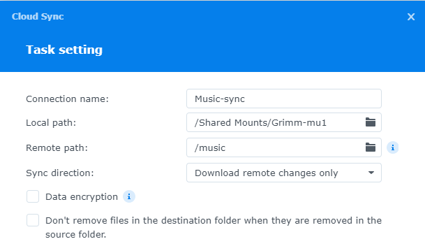 WebDAV met Cloudsync voor replicatie netwerk drive muziek server